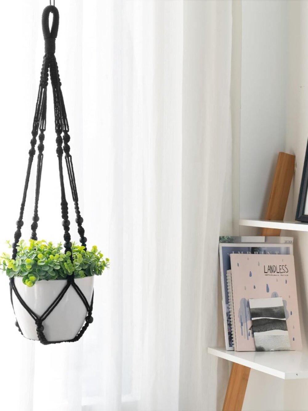 3 Pack Macrame Plant Hangers Hanging Planters for Indoor Plants Black - Picture 7 of 7
